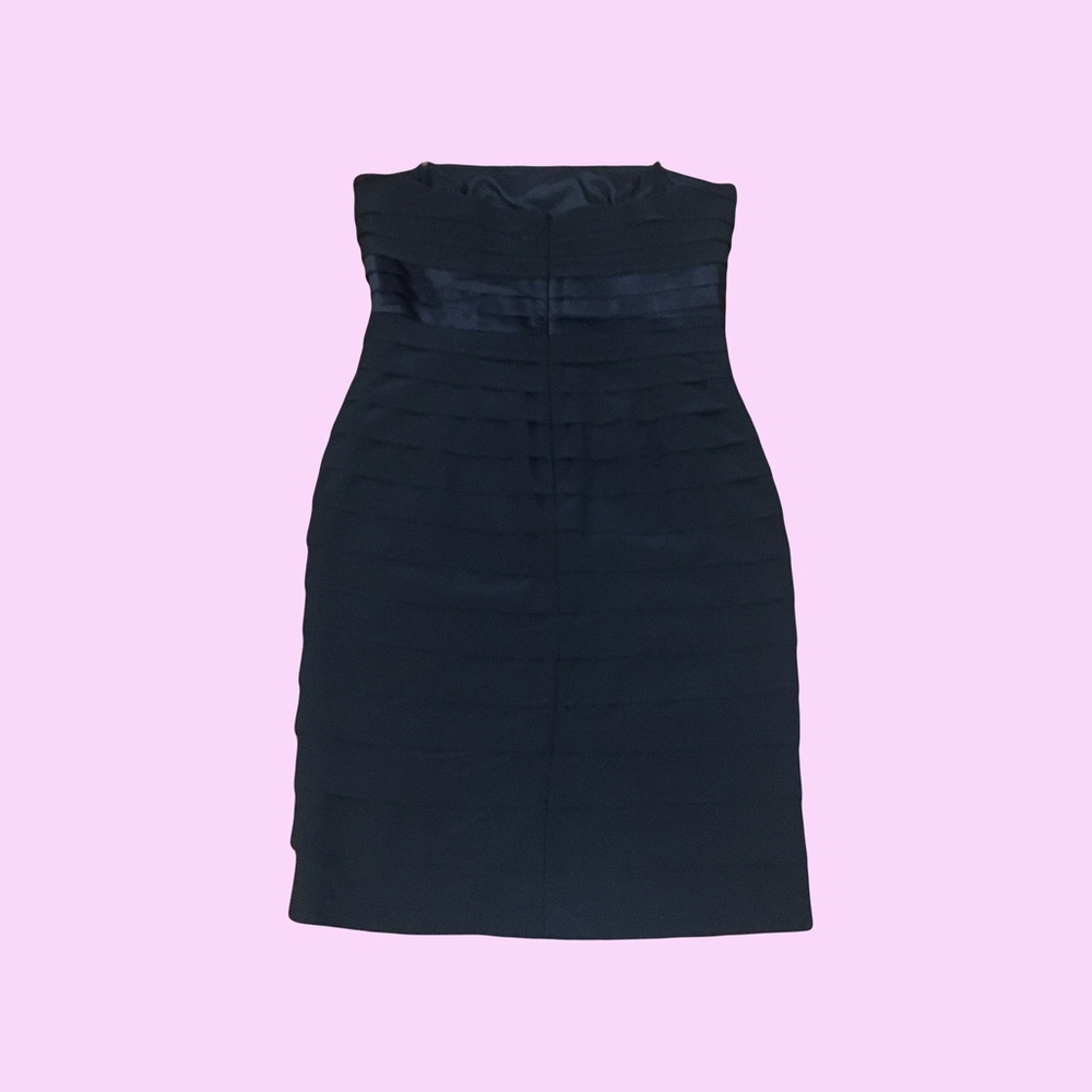 Anne Klein sz 6 All Around Multi Layered Black Dress with Layered Satin Accent - Picture 3 of 8